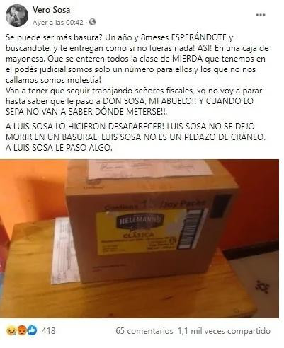Denuncia por entrega de restos en caja de mayonesa, Río Negro
