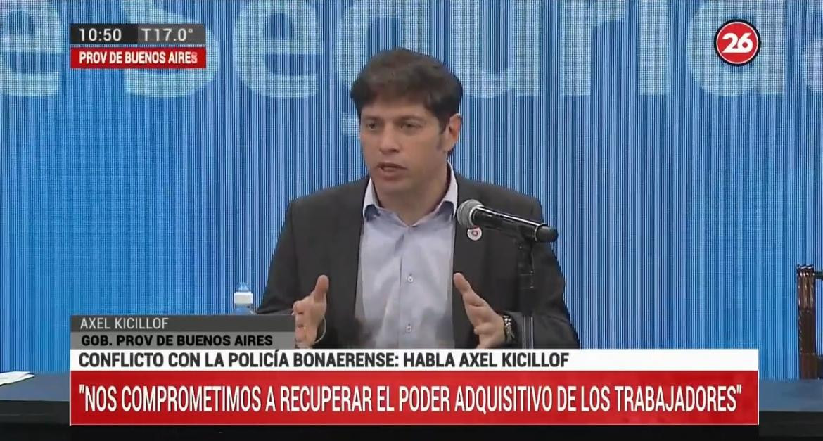 Anuncio de Axel Kicillof por mejoras en la Policía Bonaerense