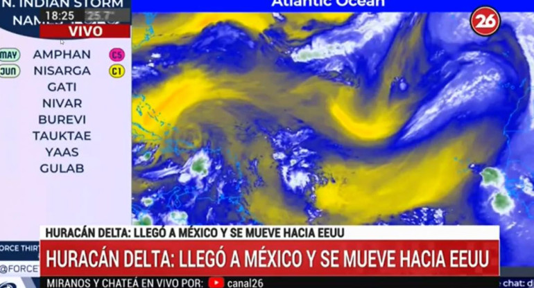 Huracán Delta, México, Estados Unidos, alerta meteorológica, CANAL 26	