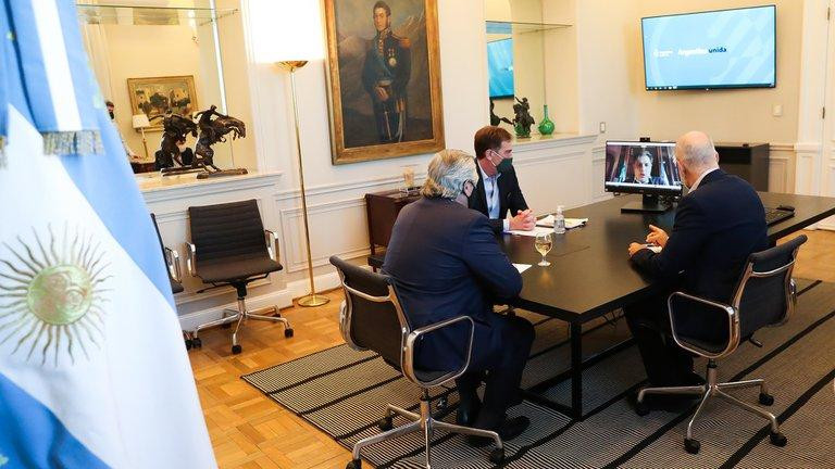 Alberto Fernández, Horacio Rodríguez Larreta, Diego Santilli, cuarentena por coronavirus, Foto Presidencia