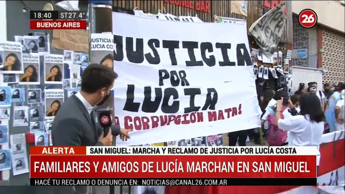 Explosión en San Miguel, Marcha y reclamo de Justicia por Lucía Costa, CANAL 26