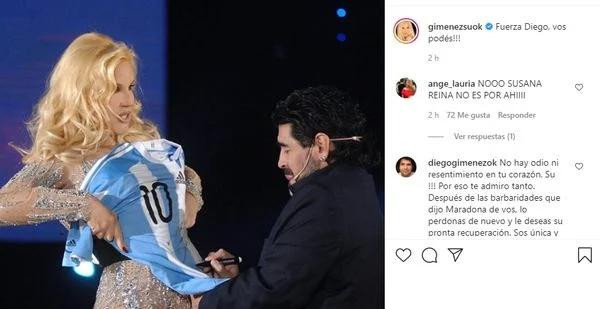 Susana Giménez y su mensaje a Diego Maradona en Twitter
