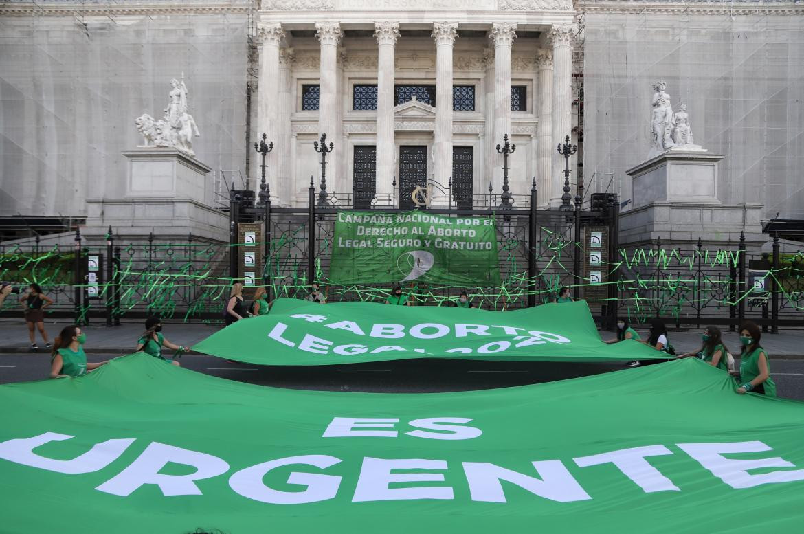 Partidarios del proyecto de ley de aborto legal frente al Congreso, NA