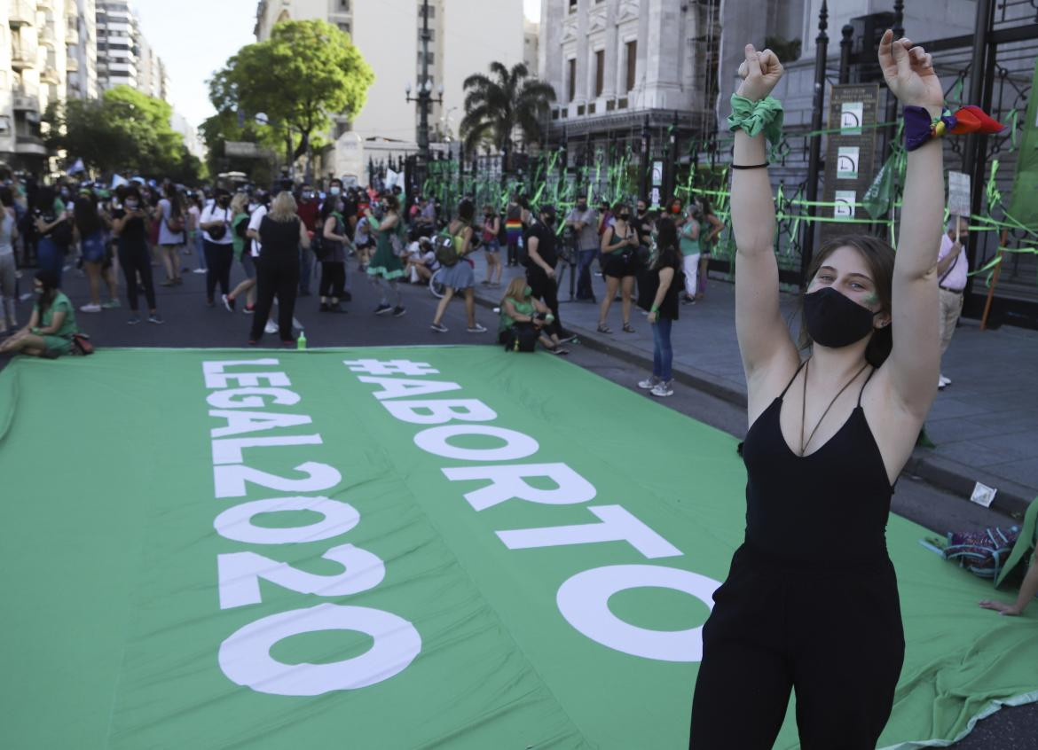 Partidarios del proyecto de ley de aborto legal frente al Congreso, NA