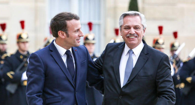 Emmanuel Macron con Alberto Fernandez