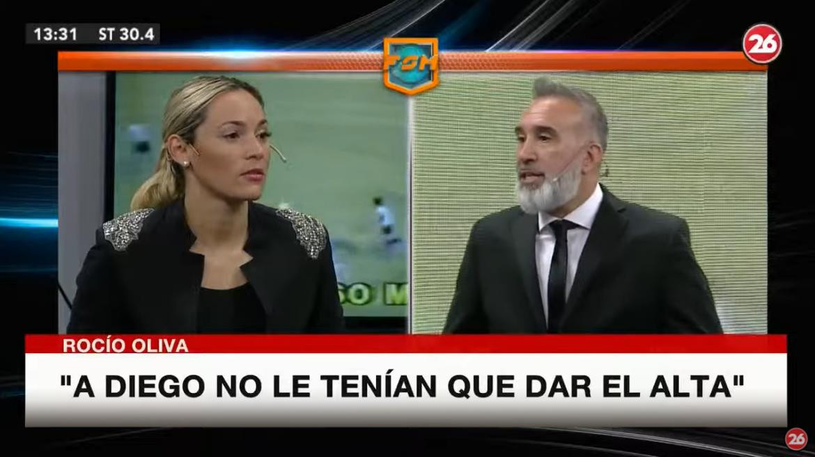 Rocío Oliva, muerte de Diego Maradona, Canal 26	