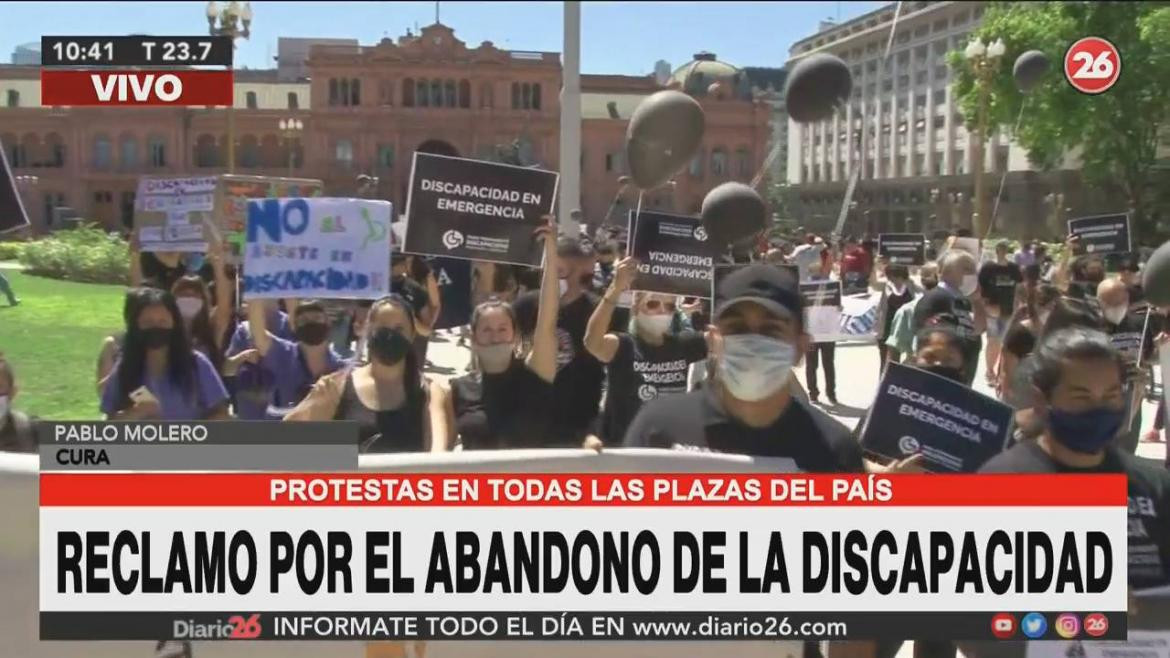 Movilización por Discapacidad En Emergencia en el Día de la Discapacidad, Canal 26