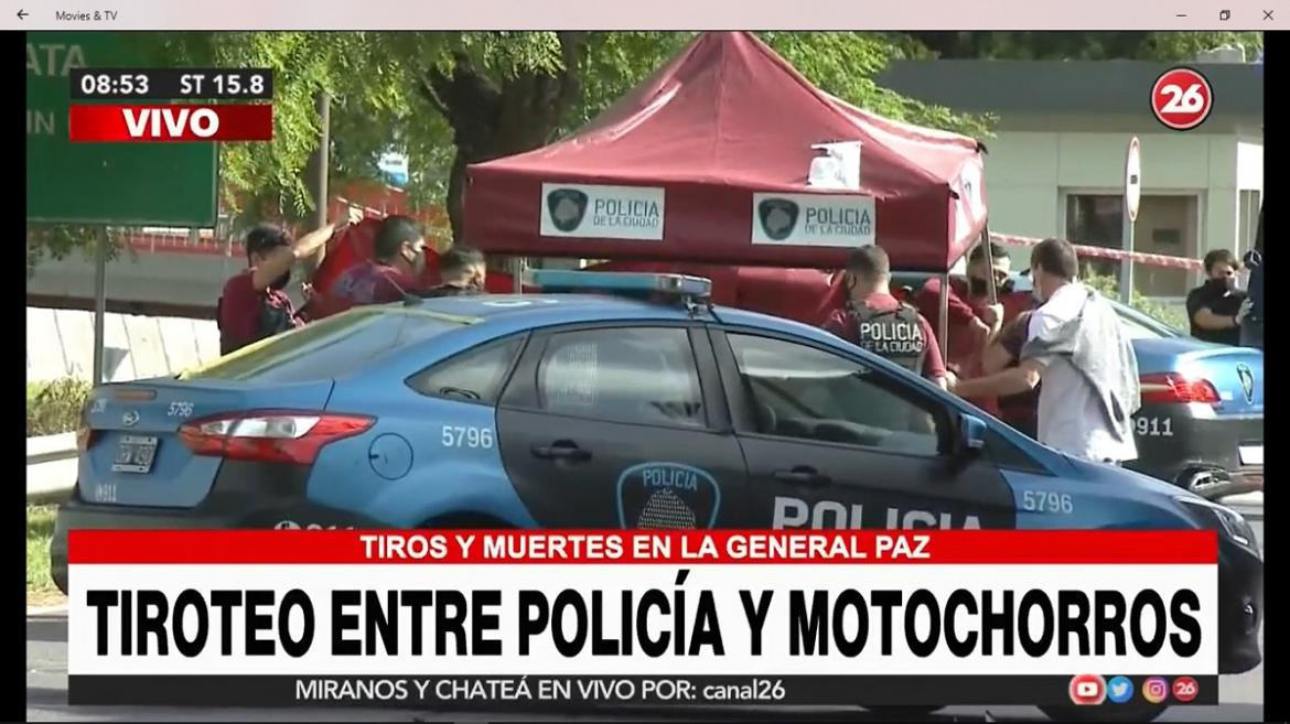 Motochorros atropellan a un policia, Canal 26