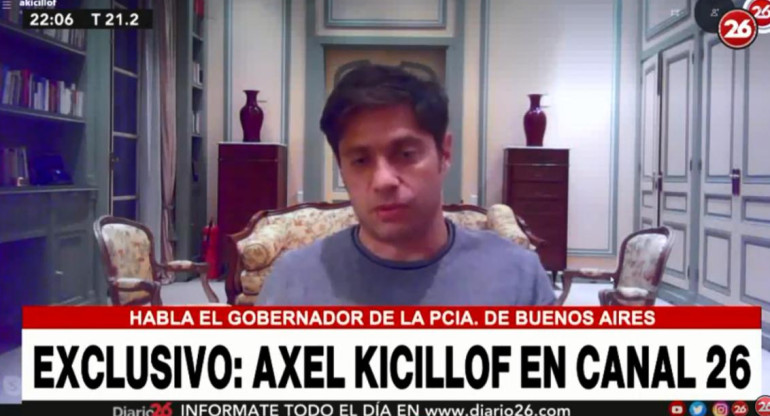 Axel Kicillof, gobernador de Provincia de Buenos Aires, Canal 26