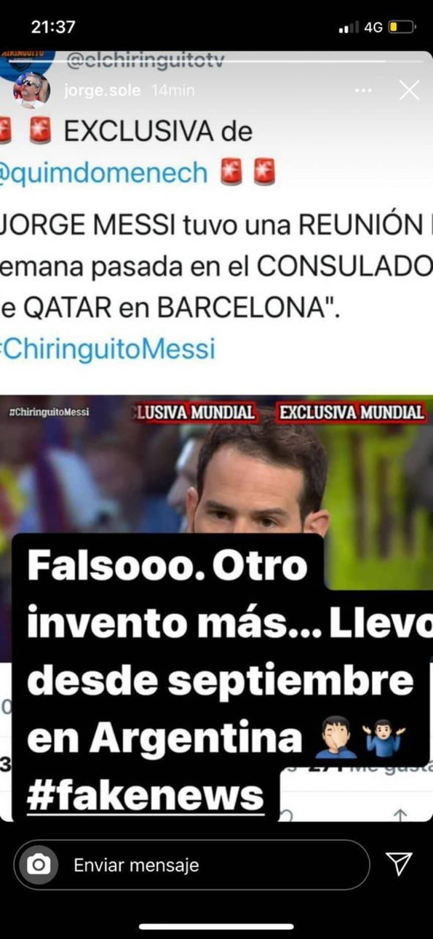 Enojo de Jorge Messi por fake news
