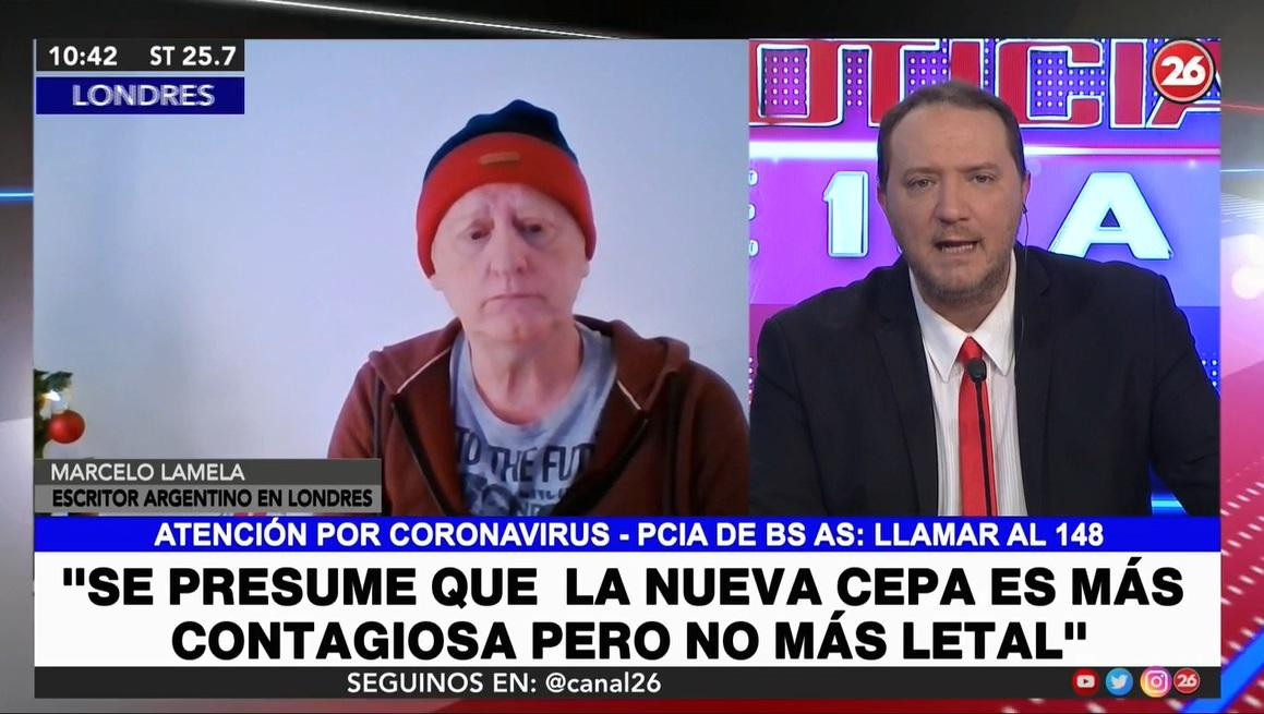 Marcelo Lamela, escritor argentino en Reino Unido, coronavirus, Canal 26