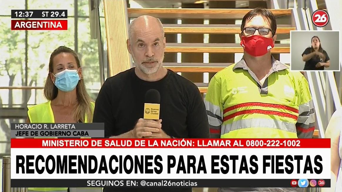 Horacio Rodríguez Larreta, conferencia por coronavirus, Fiestas, Canal 26 