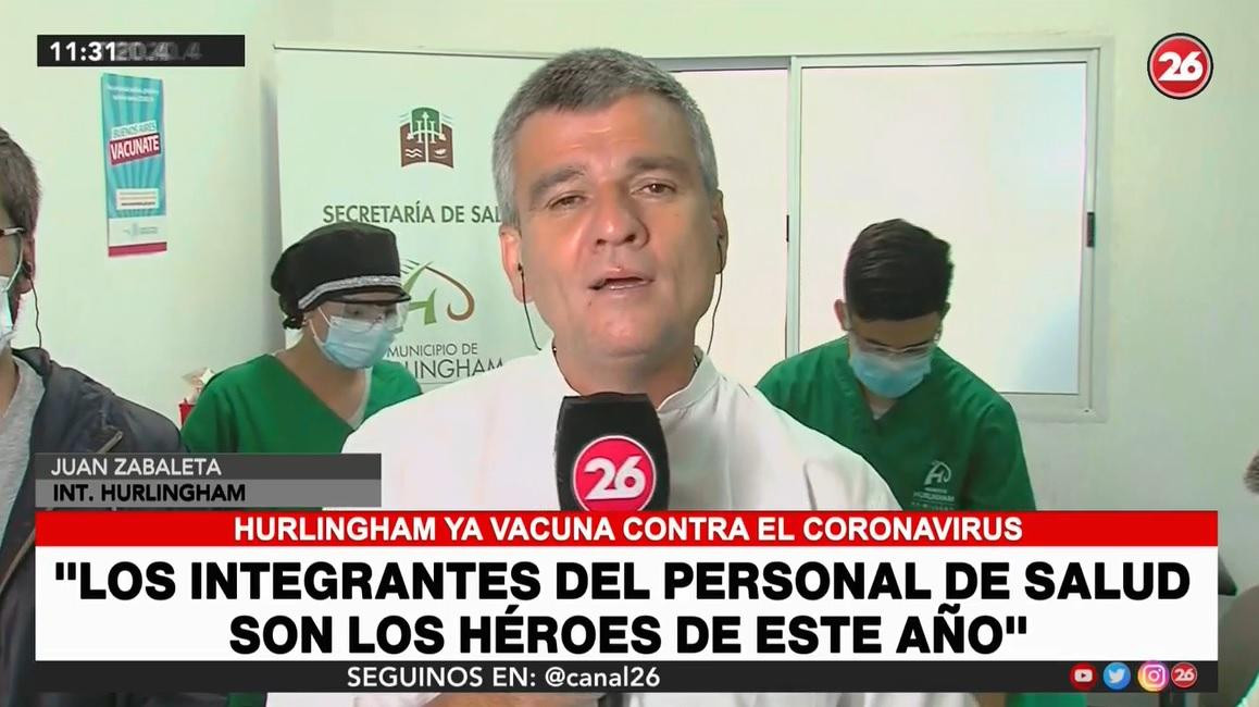 Juan Zabaleta, intendente de Hurlingham, vacunas contra coronavirus, Canal 26