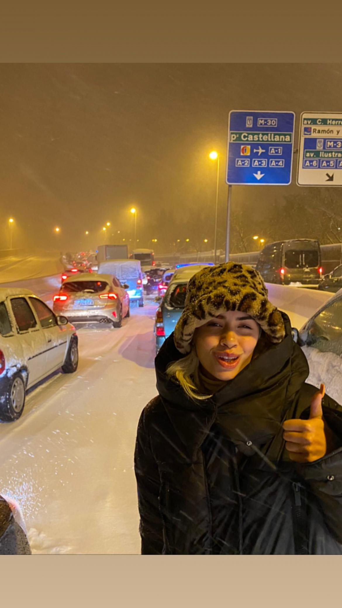 Lali Espósito varada en Madrid por temporal de nieve, Instagram.