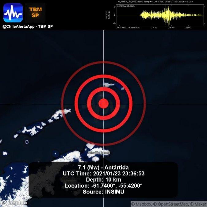 Fuerte sismo de magnitud 7,1 en la escala Richter sacudió la Antártida