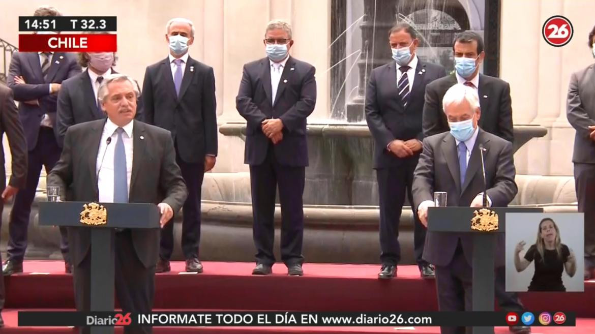 Alberto Fernández se reunió con Piñera en Chile, Canal 26