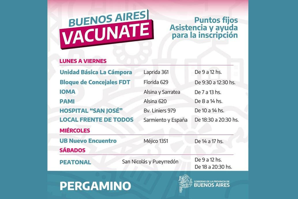 Campaña de vacunación en Pergamino con sede de Unidad Básica de La Campora