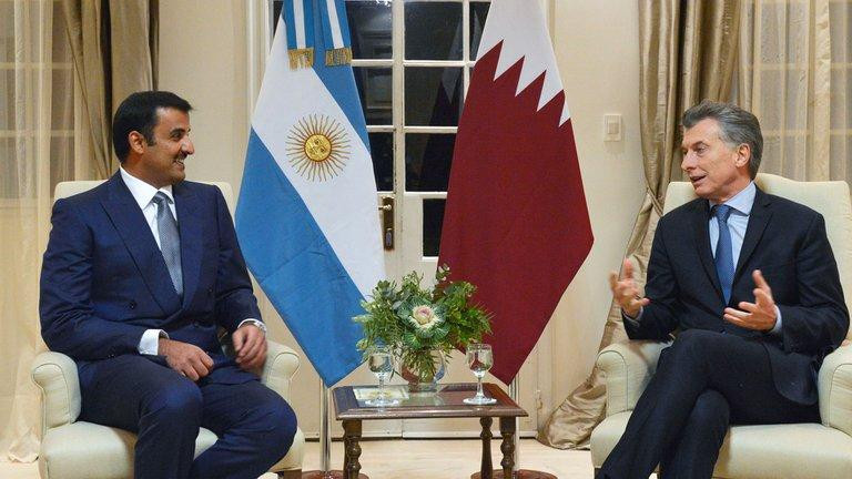 Mauricio Macri junto al emir de Qatar, Sheik Tamim Bin Hamad Al Thani