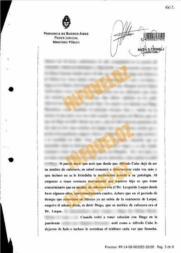 Declaración de Verónica Ojeda ante la Justicia por muerte de Maradona, gentileza InfoVeloz