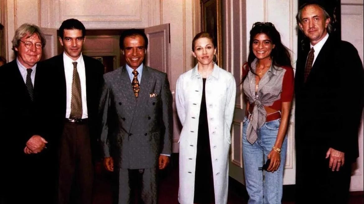 Carlos Menem, Antonio Banderas, Madonna y Alan Parker