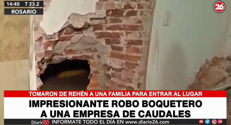 Boqueteros tomaron a familia de rehén para robar empresa de transporte de caudales en Rosario, Canal 26