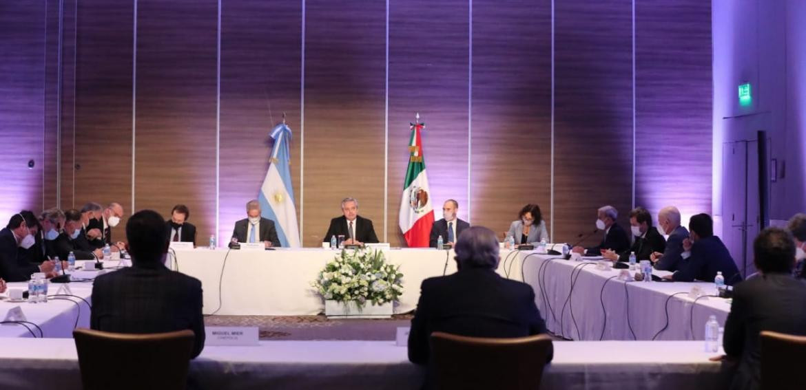 El Presidente Alberto Fernández se reunió con empresarios durante su visita oficial a México, Foto Presidencia	