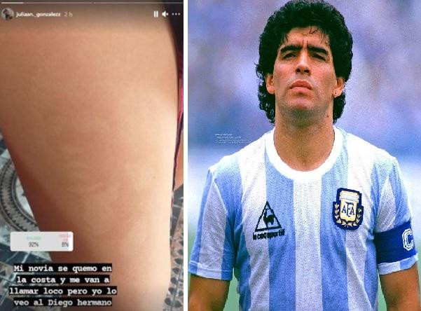 Diego Maradona en la pierna bronceada de joven, Insagram