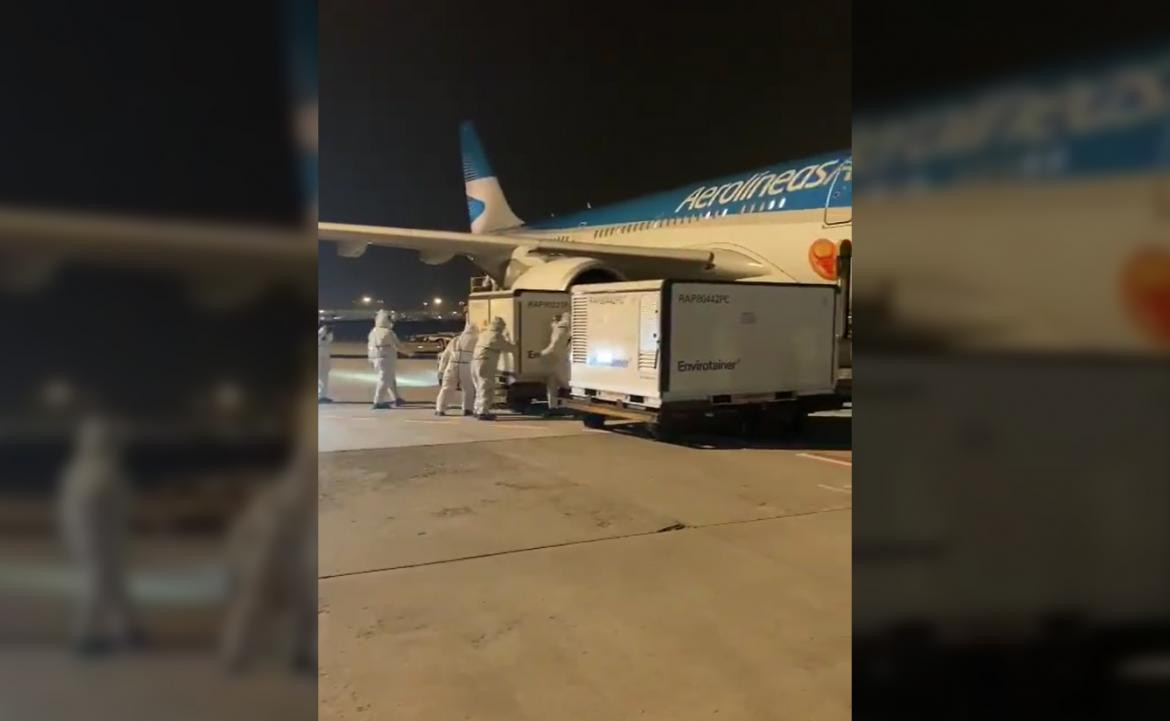 Avión de Aerolíneas Argentinas en China, Foto: Twitter.