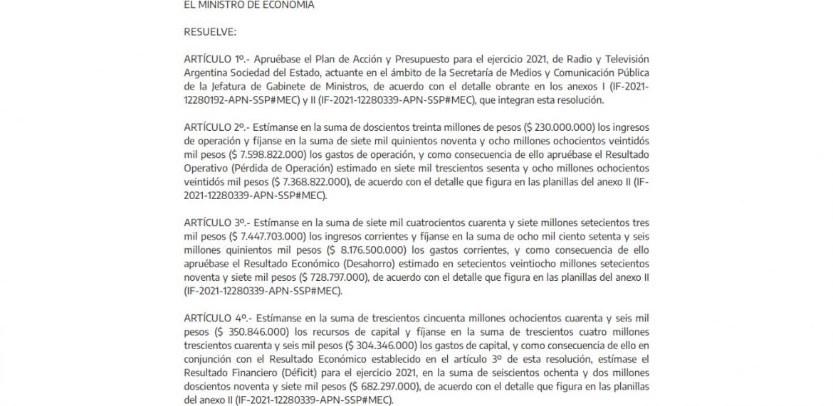 Ministerio de Economía aprueba presupuesto para medios del gobierno, foto 2