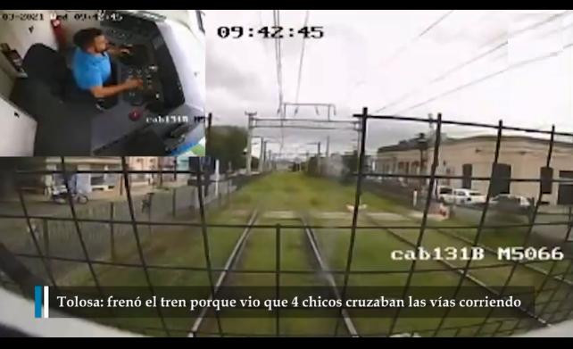Casi una tragedia en Tolosa: un tren frenó de golpe porque cuatro chicos cruzaban corriendo por las vías