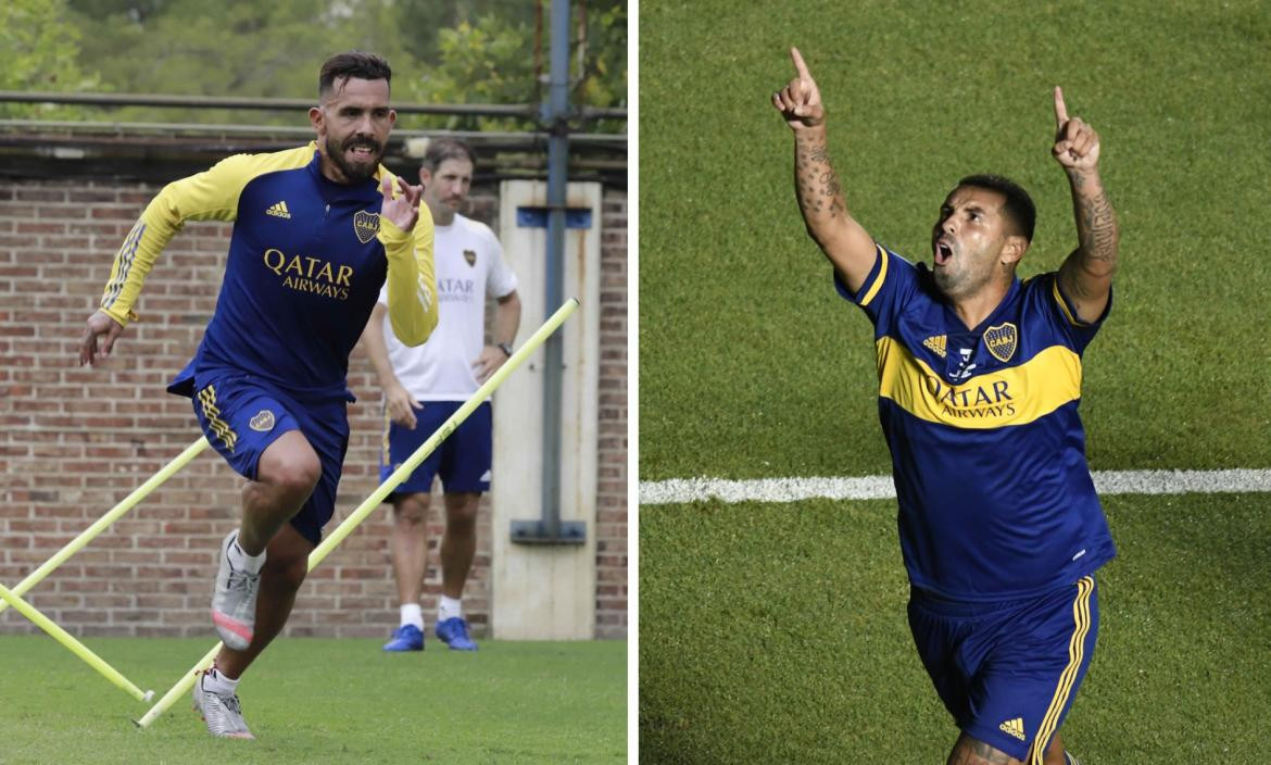 Carlos Tevez y Edwin Cardona, Boca, fotos NA