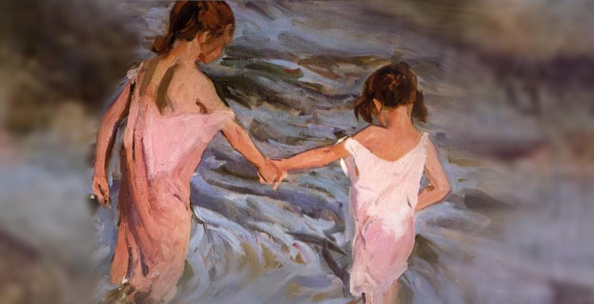 Niñas en la playa, cuadro de Joaquín Sorolla, arte