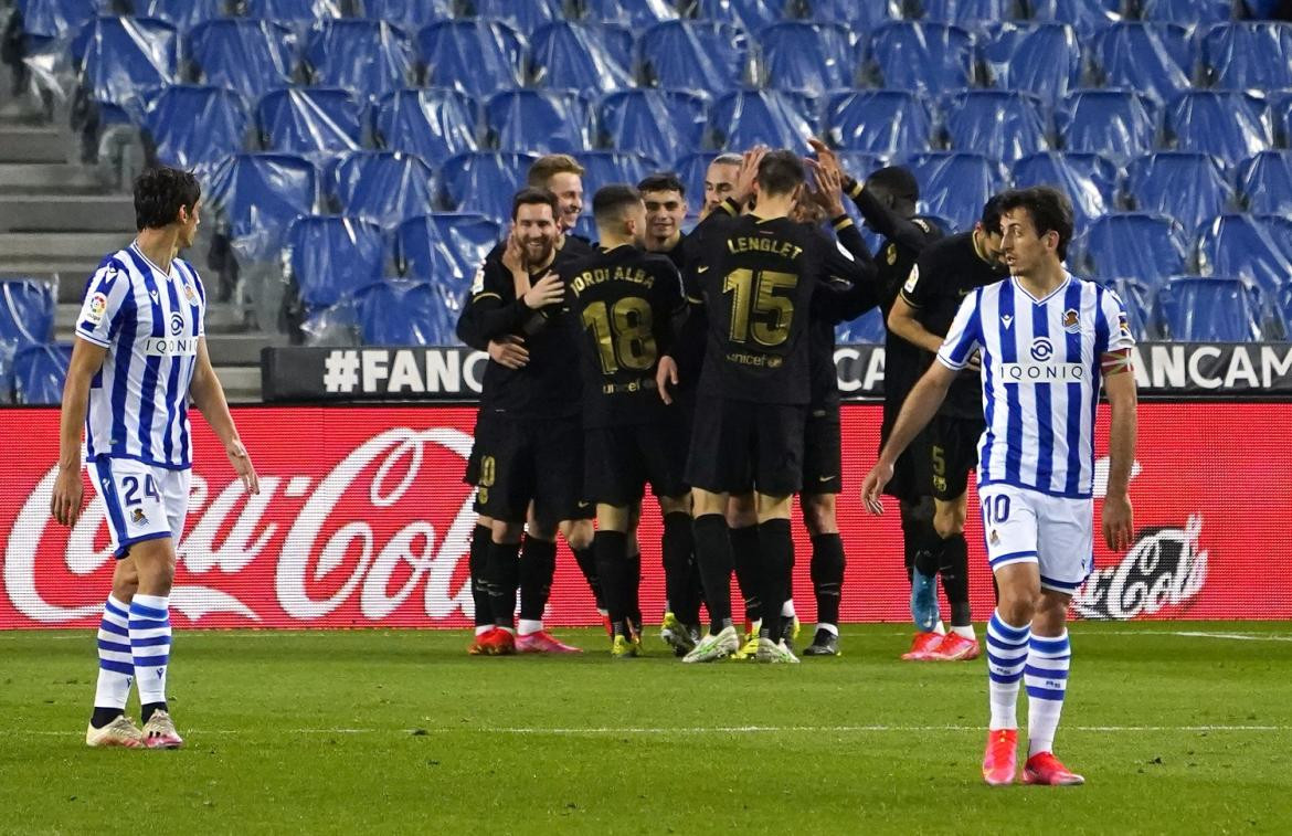 Real Sociedad vs. Barcelona, La Liga de fútbol de España, gol, Reuters	