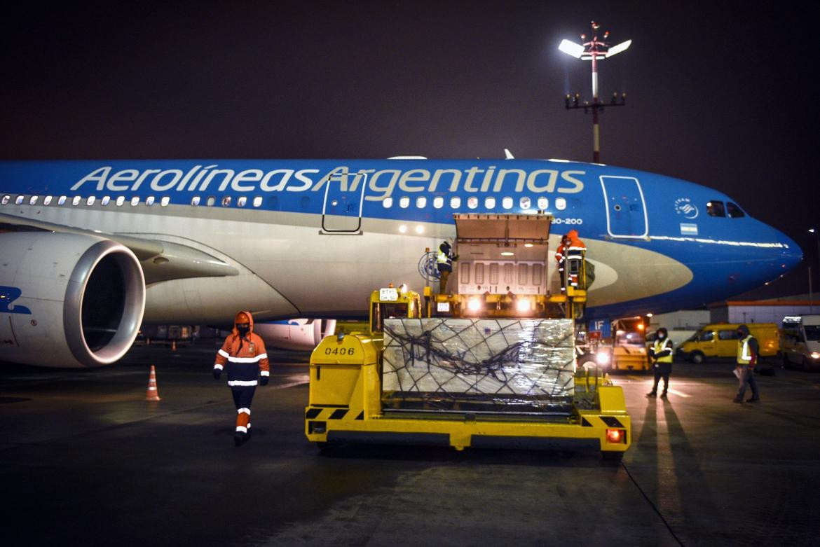 Vacuna rusa Sputnik V contra coronavirus, avión de Aerolíneas Argentinas, NA