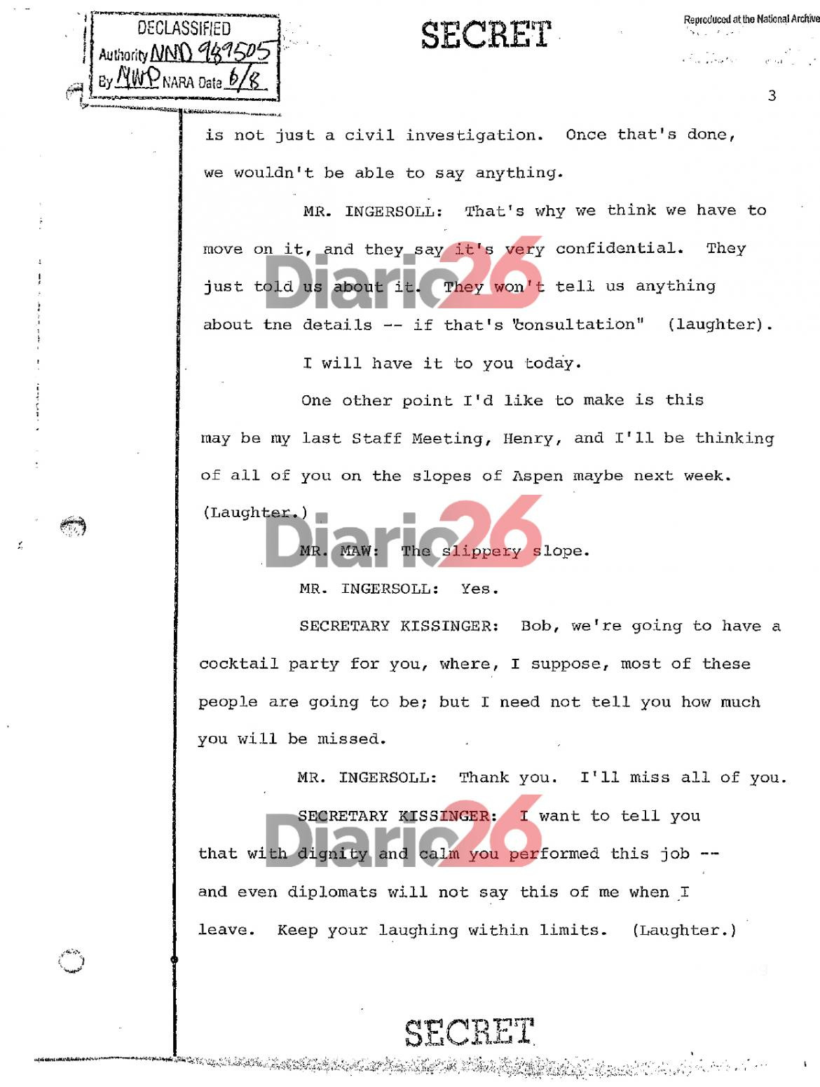 24 de marzo de 1976, golpe militar, dictadura militar en Argentina, documentos de Estados Unidos, Kissinger