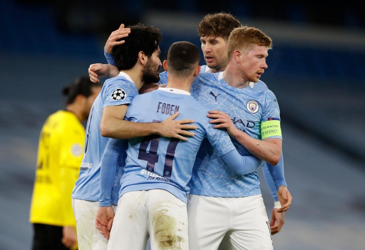 Festejo del Manchester City ante el Borussia Dortmund por Champions League, REUTERS