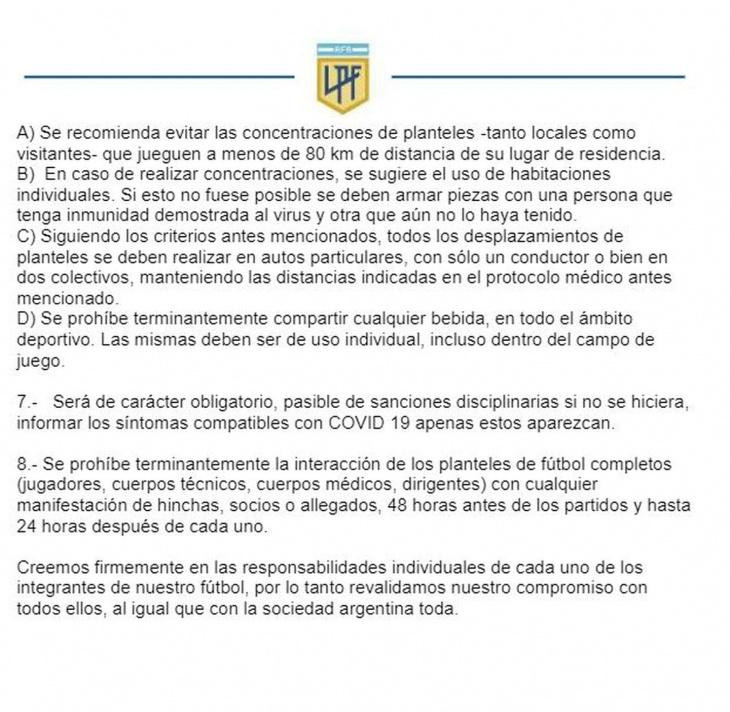 Testeos en el fútbol, algunas de las nuevas medidas, Liga Profesional de Fútbol