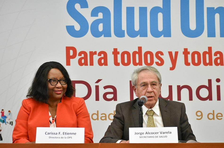 Directora de la Organización Panamericana de la Salud (OPS), Carissa Etienne y el Secretario de Salud de México, Jorge Alcocer Varela