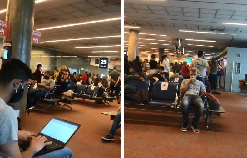 Aeropuerto de Ezeiza, pasajeros indignados, suspensión de vuelos, Diario 26