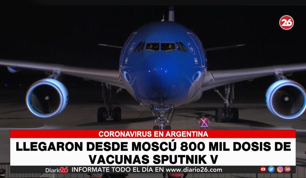 Vacuna rusa Sputnik V contra coronavirus, avión de Aerolíneas Argentinas