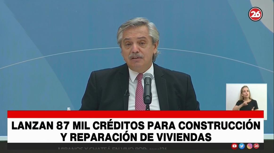 Alberto Fernández, anuncios, captura Canal 26