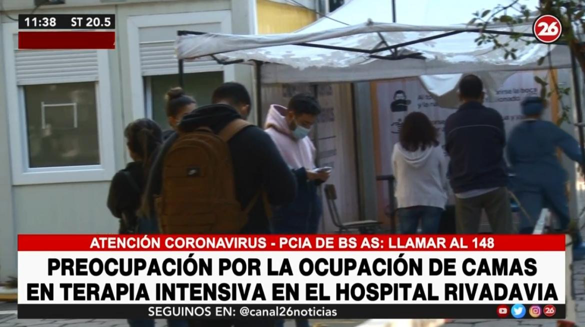 Preocupación por la ocupación de camas en terapia intensiva del hospital Rivadavia, Canal 26