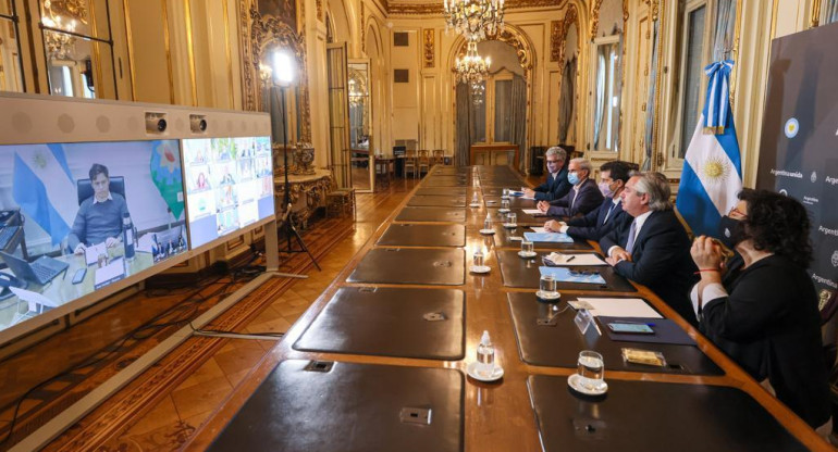 Reunión de Alberto Fernández con gobernadores, Prensa Presidencia