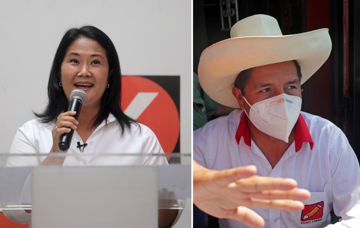 Keiko Fujimori y Pedro Castillo, elecciones en Perú, REUTERS