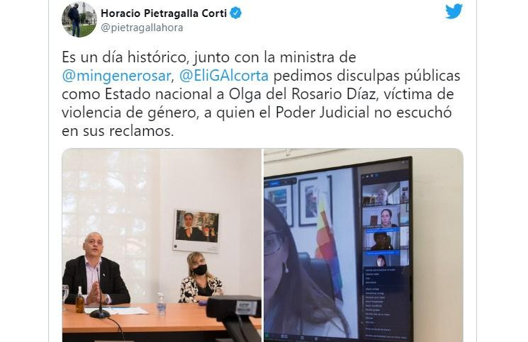 Horacio Pietragalla Corti, tweet