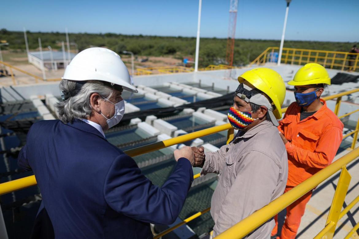 Alberto Fernández, presidente de Argentina, acueducto en Chaco, Foto Presidencia