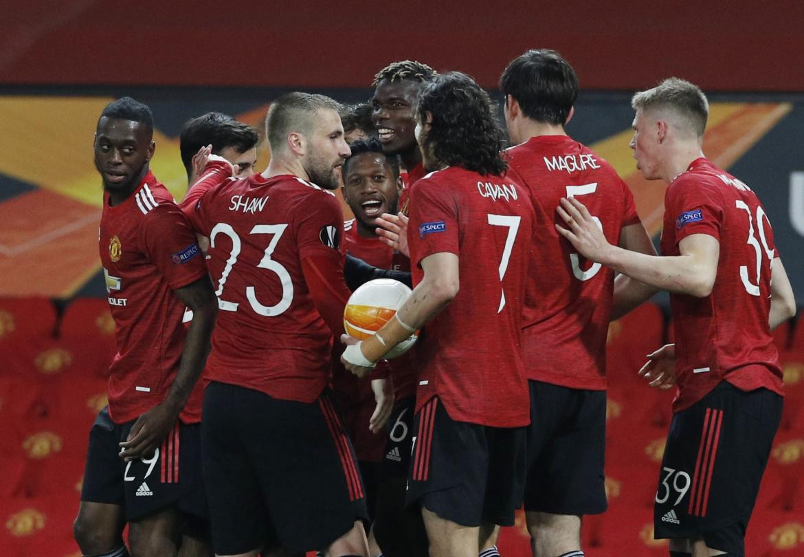Festejo del Manchester United ante la Roma por Europa League, REUTERS