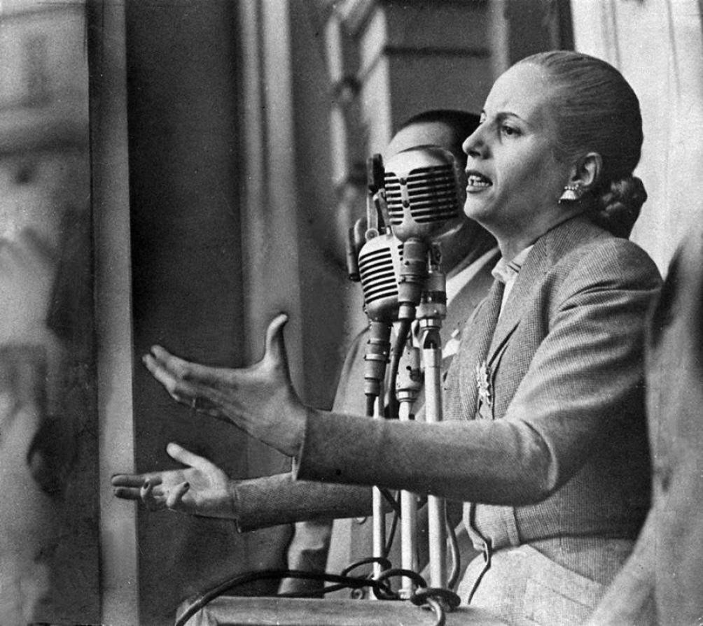 Eva Perón en uno de sus últimos discursos