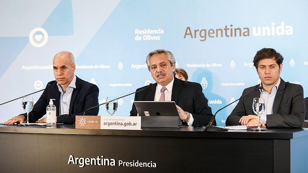 Alberto Fernández, Larreta y Kicillof, NA