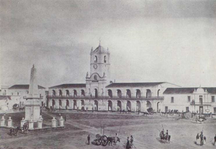 Acuarela del Cabildo de 1829, 25 de Mayo